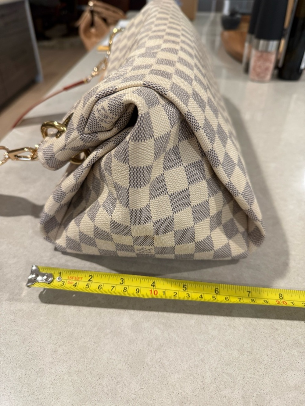 Louis Vuitton Damier Azur Check Hobo Shoulder Bag with Tan Trim - Picture 14 of 16